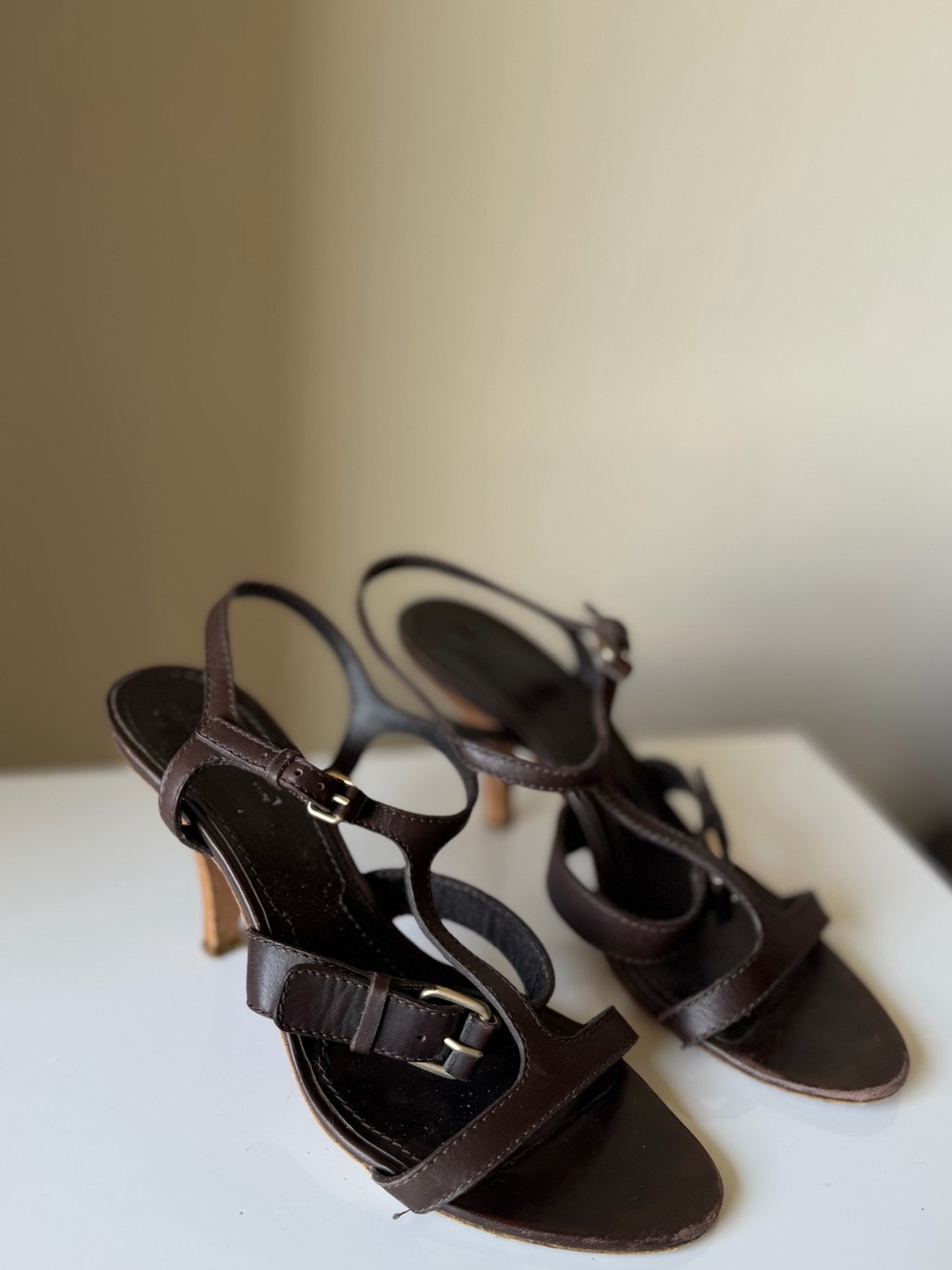 Vintage Givenchy Brown Leather Strappy Sandals Made in Italy EU 38.5